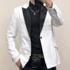 Black Collision Shinny Mirror Pure White Bright Leather Suit Men's Slim Fitting Single Button Banquet Stage Performance Dress