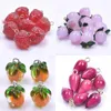 Pendant Necklaces 5Pcs/Lot Mix Styles Glass Fruit Strawberry Peach Charms Diy Vegetable Eggplant Sweet Potato Jewelry Accessories Finding