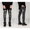 Dames jeans streetwear heren gescheurd biker homme herenmode motorfiets slim fit zwart wit blauw moto denim broek joggers mager heren 231102