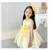 Robes de fille Robe de princesse espagnole Anniversaire de bébé Lolita Jaune Fluffy Flower Girls Eid Festival