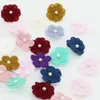 Fleurs décoratives (20 pièces/paquet), Patch de fleurs à cinq pétales de 25mm, tissu Double couche, perles de couleurs mélangées, accessoires pour cheveux d'enfants, vacances