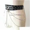 Other Fashion Accessories Belts Y Pub Female Leather Skirt Punk Gothic Rock Harness Waist Metal Chain Body Bondage Hollow Be Dhgarden Dhgqi