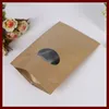 Jewelry Pouches 500pcs/lot 17x24 Brown Kraft Paper Bag With Round Window Stand Up Zipper/zip Lock Packaging Bags For Gifts/tea