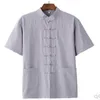 T-shirts pour hommes chinois coton et lin Tang costume été à manches courtes laïc Hanfu Tai Chi chemise ethnique