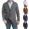 Herrtröjor Autumn Winter Långärmad cardigan stickad tröja amerikansk mode elegant retro brittisk solid ficka