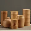 Lata de chá de bambu portátil, selada em tubo de bambu, pequena caixa de armazenamento de chá, madeira de bambu, balde de chá do despertar, embalagem grande, copo de bambu