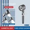 バスルームシャワーヘッドブラックシャワーヘッド降雨高圧3モード調整可能なブーストフィルターホルダーバスルームアクセサリー用ホースセット231102