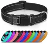 Collari per cani riflettenti Collare per animali in nylon traspirante imbottito in neoprene morbido regolabile per cani di taglia piccola, media e grande 5 taglie Muliticolor