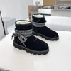 Designer Women Boots Braid Comfy Australia Booties Suede Sheepskin Short Mini Bow Khaki Black White Pink Navy Outdoor Sneakers Shoes_0526