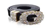 Cinture di grandi strass di design di lusso per le donne Gioielli in vita in pelle nera Cintura a catena in oro con strass Diamond Fashion6349065