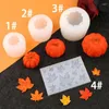 Baking Moulds 3D Mini Pumpkin Shape Silicone Mold Halloween Party Decoration DIY Handmade-Soap Candle Maple-Leaf