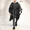 Herr ull hösten 2023 Men's Color Block Cloak Shawl Pullover Cape Fashionable Casual Woolen Coat