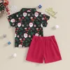 Set di abbigliamento Pudcoco Neonato Bambini Neonato Abiti natalizi Classica manica corta Camicia abbottonata Pantaloncini Set Abiti nati 6M-5T