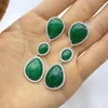 Orecchini pendenti ZHEN-D Gioielli Verde naturale Giade viola Cubic Zirconia CZ Pavimenta Gocce d'acqua Forma Elegante grazia Regalo per ragazza Donna