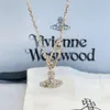 Desginer Viviene Westwoods Western Empress Dowager Vivian Saturn Pin Necklace Diamond Plated Ins Creative Paper Clip Temperament Collar Chain