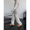 Calça masculina cityboy japonês algodão pesado macacão largo calças de pernas largas