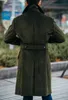 Men' Blends Handsome Winter Long Jacket Army Green Corduroy Fashion Overcoat Trench Coat Loose Full Sleeves Custom Made 231102