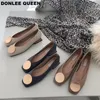 Donlee Women Dress Queen Flats Low Wood Heel Ballet Square Toe Grunt Buckle Brand Shoes Slip On Loafer Big Size 35- 1672
