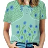 القمصان النسائية cyanus-cornflowers للنساء Chloris Women Zipper Sexy Printage Tops Full Print T-Shirt Mythology Greek Roman Blue