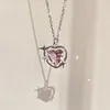 Pendanthalsband Y2K Fashion Accessories Peach Heart Cross Drop Halsband för kvinnor Pink Crystal Chokers Chain Hip Hop Rock Jewelry Gift