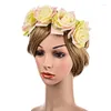 Dekorative Blumen Simulation Blume Haarband Braut Krone Hochzeit Blumenstirnband Girlande Mädchen Kranz Elastische Party