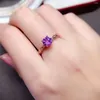 Cluster Rings 6mm Round Brilliant Amethyst Ring for Engagement 0.6CT VVS Grad Natural Silver Gift Woman