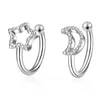 Boucles d'oreilles à dos en argent Sterling 925, boucles d'oreilles à la mode, étoile, lune, minimaliste, Clip délicat, bijoux pour femmes