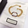 Colored Diamond Crystal Alphabet Letter Charm Bracelets Womens 18k Gold Designer Bracelet Fashion exquisite gift jewelry