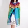 Sjalar Rainbow Scarf Jacquard Shawl Paisley Silky Gradient Pashmina näsduk Bohemiska etniska fransade vinterkvinnor filt halsdukar 231102