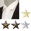 Broscher fem-spetsiga stjärna lapel stift krage hörn kvinnor mens pentagram brosch badge clip för skjorta klänningar ryggsäck prydnad