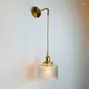 Duvar lambası Japon cam, anahtar yatak odası başucu ile asılı Ayna için Yaratıcı Modern İç Sconce Işık