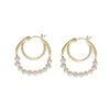 Orecchini pendenti Icnway Natural 3-4mm Perla d'acqua dolce bianca 14kgp Accessori S925 Stud Una coppia all'ingrosso