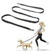 Hundhalsar Leases Multifunktionell träning 3 meter Nylon Double Supplies Hands Free Pet Lead med vadderade handtag 230403