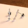 New Micro Set Zircon S925 Silver Geometry Stud Earrings Jewelry Charm Women Shiny 3A Zircon Temperament Earrings for Women Wedding Party Valentine's Day Gift SPC