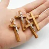 Pendant Necklaces Walnut Cross Bitter Image Rosary Accessories Wood Pendants For Making DIY Jewelry Necklace 45x27mm Rosarios Catolicos