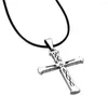 Pendant Necklaces Anime Guilty Crown Black Enamel Cross Necklace For Men Women Fashion Leather Cord Choker Fans Cosplay Jewelry