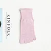 Women Socks 2023 Candy Color Comfortable Cotton Five Finger Solid Retro Middle Tube 5 Toe