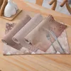 Bord Mattor Polyester Linen Table Sover Mat Pink Gold Prints Placemats för vattentät Pad Party Home Kitchen Decor 30 40 cm/pc