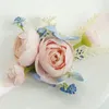 Decoratieve bloemen 2 stks kunstmatige bloempols corsage set bruid en bruidegom bruiloft accessoires prom party decoratie