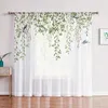 Gardin 2st White Garn Colorful Flowers Semi-Sheer Light Filtring Voile Drape For Living Room Bedroom Kitchen Cafe Curtain