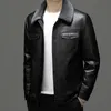 Men's Leather Faux Winter Coat Lapel Detachable Lamb Fur Collar Jacket Leisure Warm down 231102