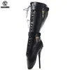 Boots JIALUOWEI Fetish Ballet Pointe Pain Knee Concealed Lace Lockable Strap 231102