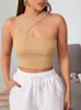 Damestanks Sexy Solid Cut Out Out Out Out Out Rib Gebreide Crop Top voor vrouwen Summer High Street Style Koreaanse mode Y2K Kledingtank T -shirt 2023