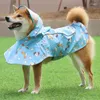 犬のアパレルファッション2023ビッグレインコートラージドッグペットウィンドコート3xlウィンドブレーカー服のジャケットのための便利なパーカーかわいいフラミンゴ