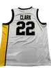 2022 nowa koszulka koszykarska NCAA Iowa Hawkeyes 22 Caitlin Clark College rozmiar młodzieżowy dorosły biały żółty okrągły kołnierz