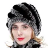 Beanie/Skull Caps Women's Natural Rex Rabbit Fur Hat Hand Sticke Cap Winter Soft Warme Headwear Lady 100%äkta päls Skull Cap Factory Wholesale 231102