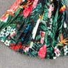 Primavera/Verão Novo Vestido Alça Praia Férias Tropical Estampa Sexy Ombro Fora Saia Justa