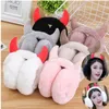 Berets In Winter Ear Muffs Women Soft Plush Thicken Outdoor Warmer Protection Fashion Cute Little Devil Horn Foldable Earflaps