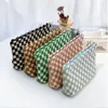 Cosmetic Bags Korean Style Knitted Checkerboard Bag Large Capacity Portable Makeup For Women Daily Pouch Organizer