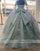 Quinceanera Prinzessin Kleid Schatz Ball Kleider Perlen -Promi -Partykleider 3d Blumen Abschluss Laternenhülle Vestido de 322 S s
